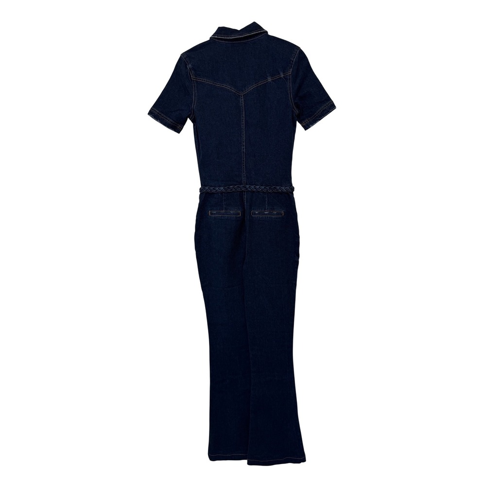 Free People x SER.O.YA Alice Jumpsuit Deep Sea Denim Braided Flare Leg Jumpsuit - Picture 9 of 16